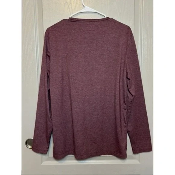 Cuts Curve Hem Pyca Pro Long Sleeve Henley Shirt Mens Purple Stretch Casual City - Picture 5 of 6